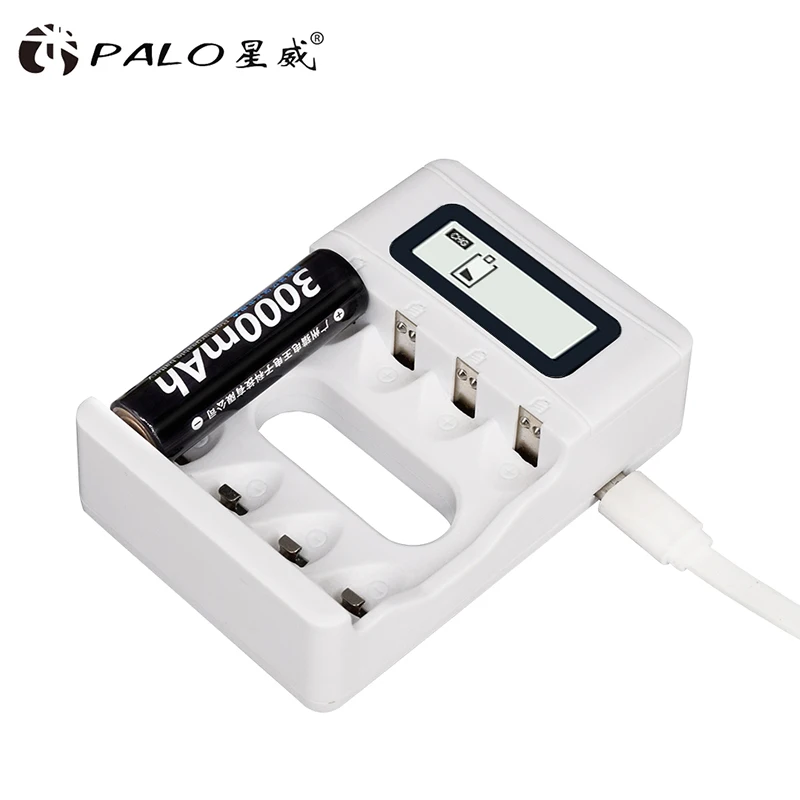 PALO USB зарядное устройство для AA AAA 3A 1,2 в Ni-MH Ni-Cd аккумуляторы ЖК-экран Смарт зарядное устройство Быстрая зарядка
