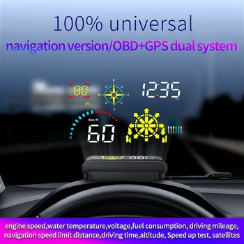 

Q10 Windshield Projector OBD2 Scanner with Live Navigation GPS HUD Speed Fuel Consumption Car Speedometer Projection