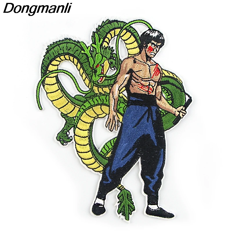 P4285 Dongmanli Брюс Ли вышитый патч аниме пришить Железный На Аппликация значок для одежды футболка рюкзак