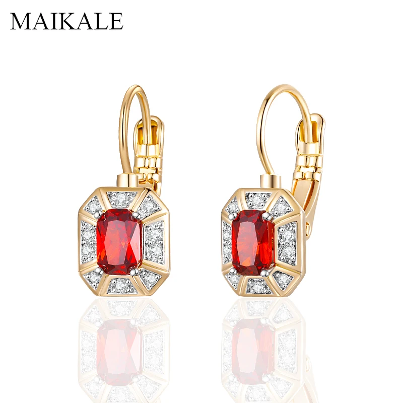 Женские серьги гвоздики с медным покрытием MAIKALE винтажные цветным кубическим