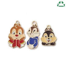 Encantos do ouro Bonito Dos Desenhos Animados do Esquilo Esmalte Pingentes De Metal para DIY Fazer Jóias Colar Finding Charme Pingente 5pcs 26mm(China)