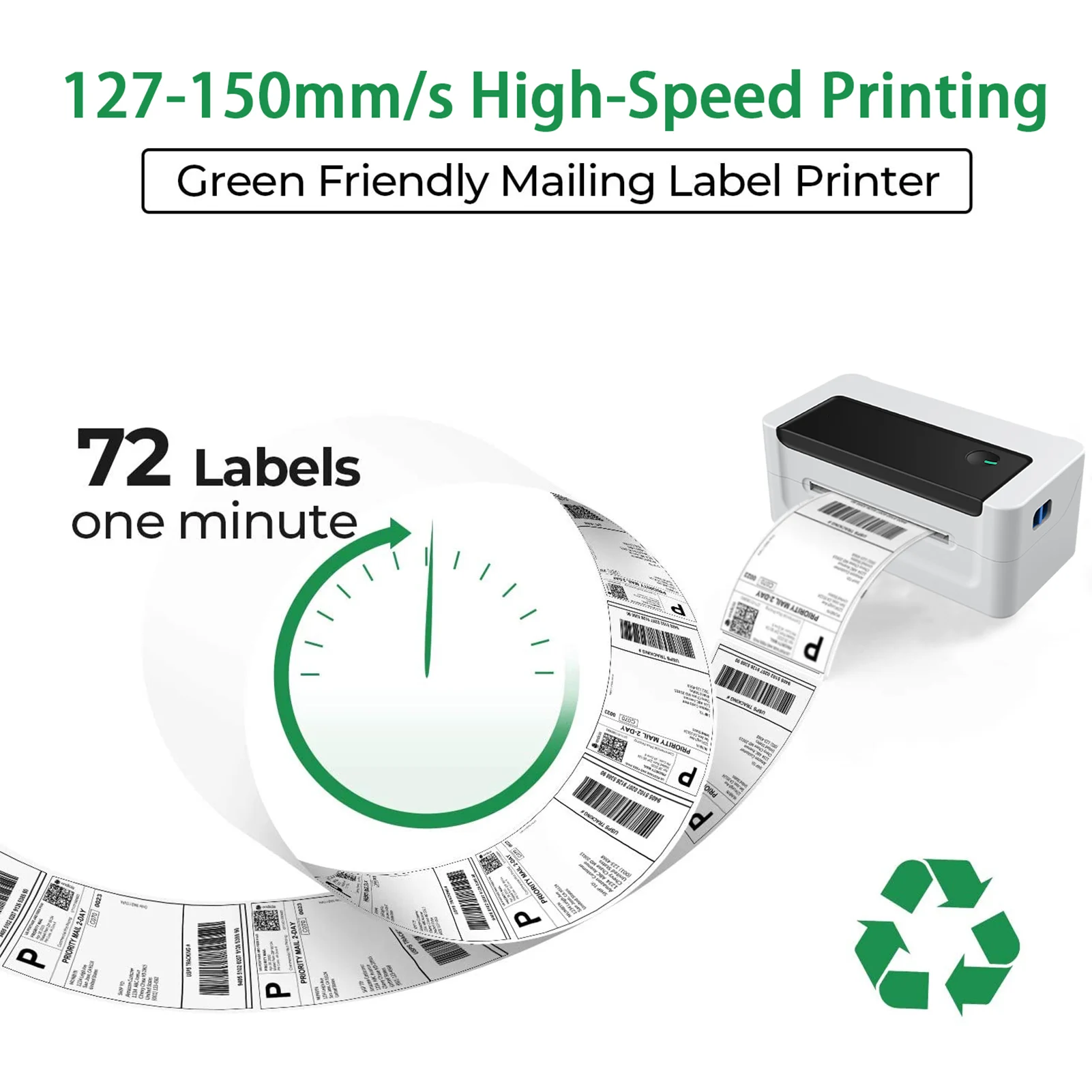 L1081 Protable 150mm/s High Speed Thermal Label Printer Shipping Label 110mm 4*6 Paper Width For Office/Market/Warehouse USB best mini photo printer for iphone