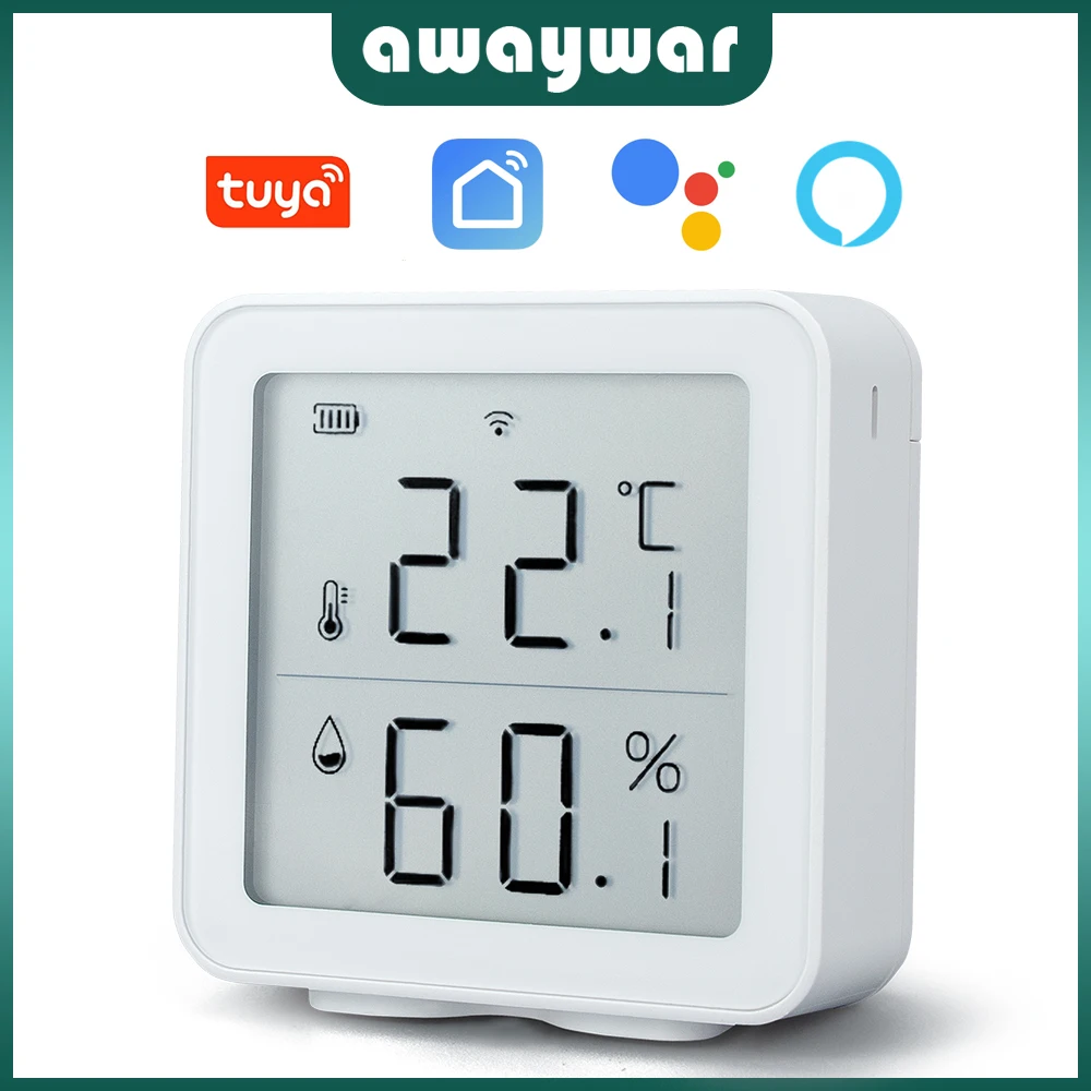 Awaywar Tuya WIFI Temperature and Humidity Sensor Indoor Hygrometer Thermometer Detector Support Alexa Google Home smart life