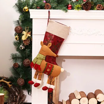 Рождественские чулки Санта-Клаус Снеговик Рождественский подарок сумки натальные кулон Рождественский мешок украшения для елки держатели для подарков - Цвет: Elk
