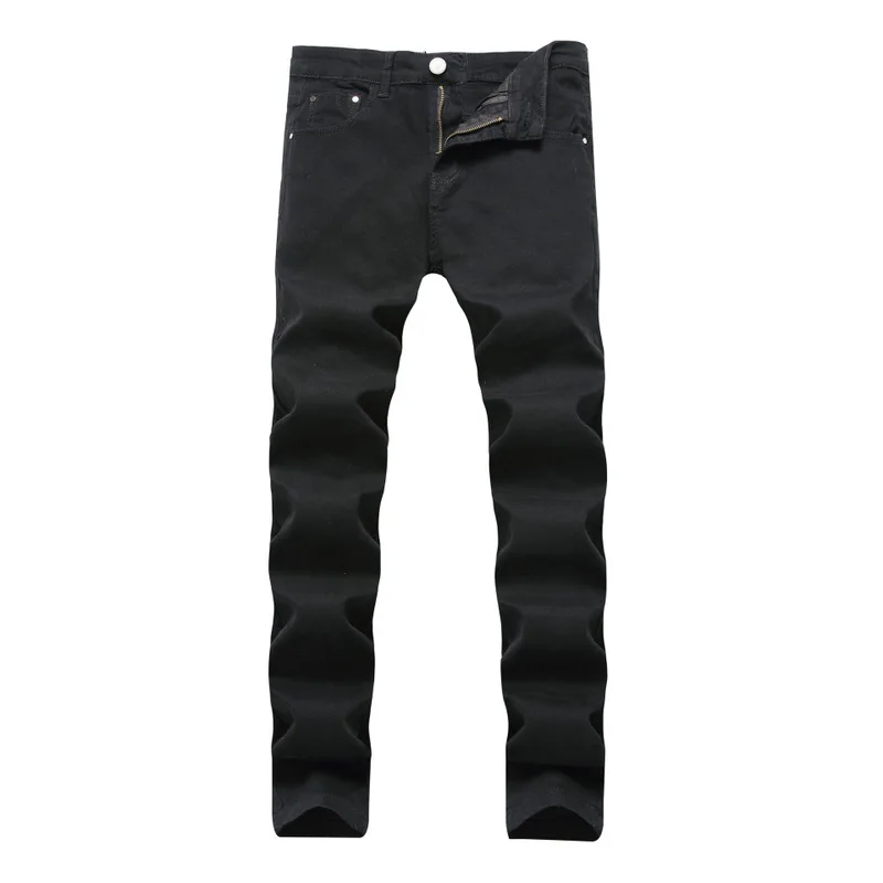 

2019 new men's cultivate morality man amazon elastic straight jeans more pure color denim trousers