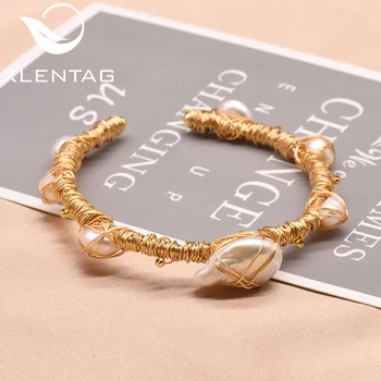

XlentAg Natural Fresh Water Baroque Pearl Bangle For Women Party Gifts Adjustable Bracelets & Bangle Luxury Fine Jewelry GB0063