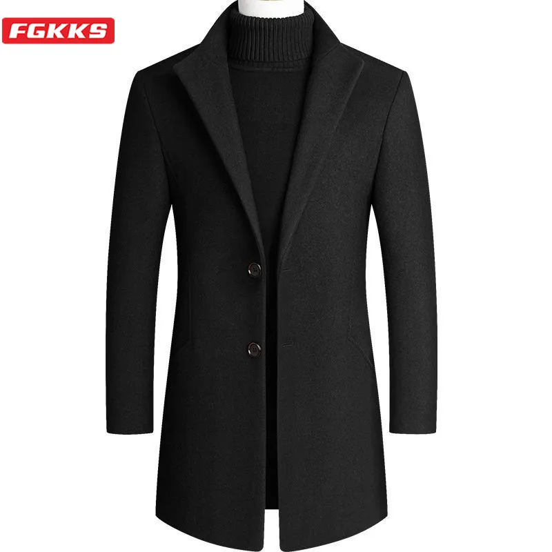 FGKKS Men's Camel Wool Coat Autumn Winter Men New Slim Fit Warm Coats Solid Color Casual Mid-Length Wool Blends Mens Coats 4xl FGKKS Men's Camel Wool Coat Autumn Winter Men New Slim Fit Warm Coats Solid Color Casual Mid-Length Wool Blends Mens Coats 4xl