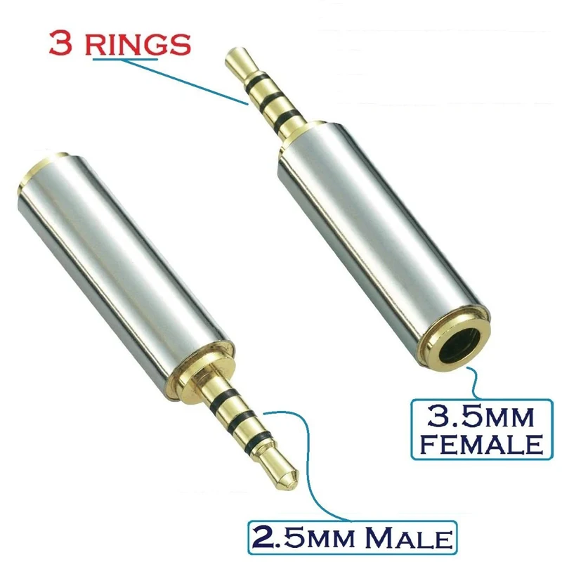 

Jack 3.5 mm to 2.5 mm Audio Adapter 2.5mm Male to 3.5mm Female Plug Connector for Aux Speaker Cable Stereo Headphone Headset Mic