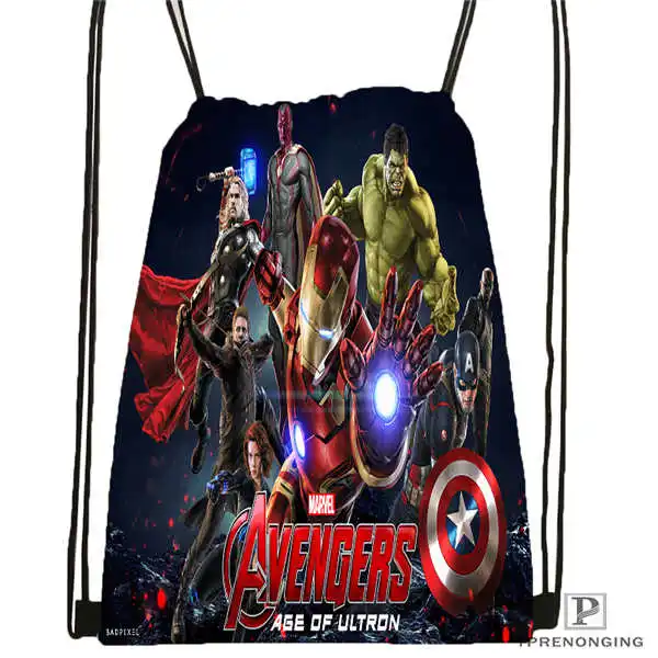 Drawstring Backpack Пользовательский Человек-паук Мстители походная сумка на шнурке милый рюкзак для детей(черная спинка) 31x40 см#180531-04-06 - Цвет: Drawstring Backpack