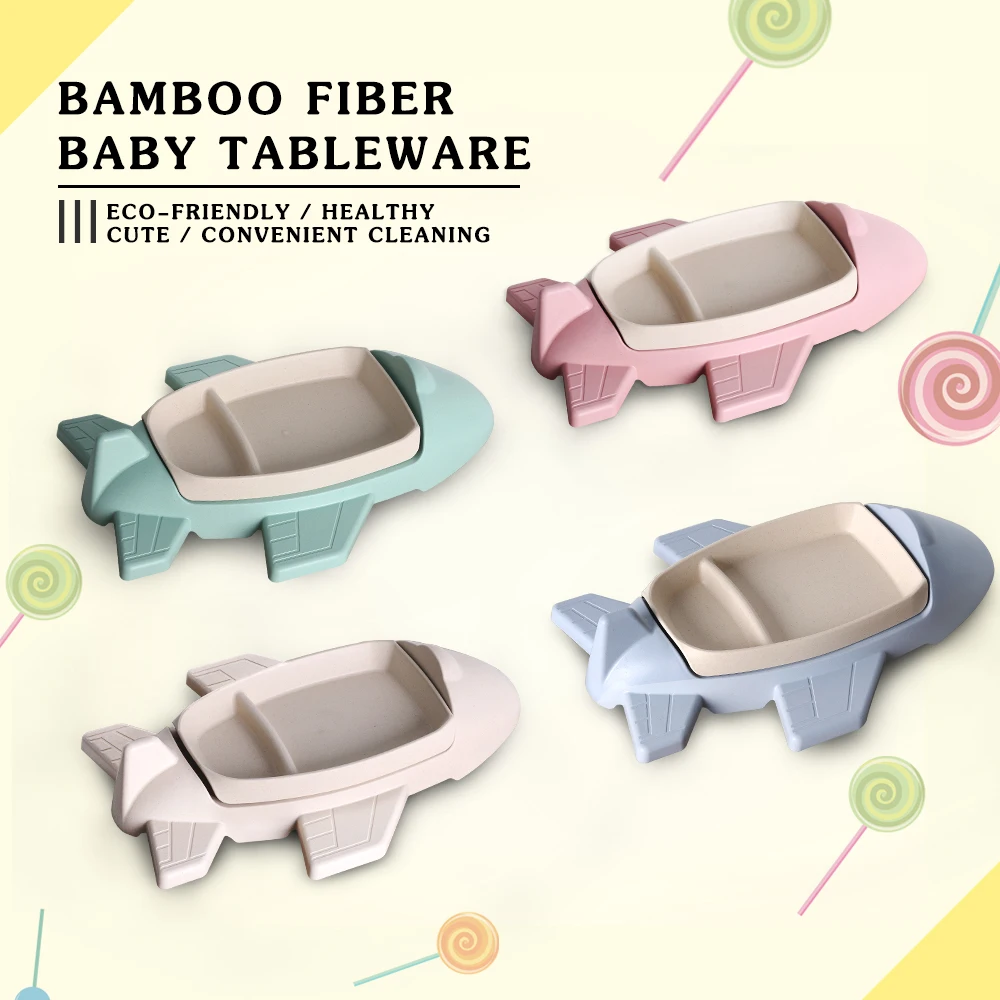 Baby Dishes Food Container Bamboo Fiber Bowl Baby Tableware Dinnerware Toddler Kids Feeding Cartoon Dinner Bowls Can Custom LOGO