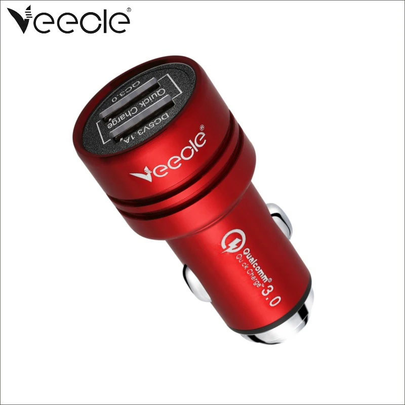 VEECLE 12V USB Автомобильное зарядное устройство Quick Charge 3 0 Алюминиевый металлический