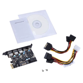 

5 Ports PCI-E SATA Expansion Card to 3XUSB 3.0/2XType-C Port Adapter Card with 15Pin SATA Cable for Windows XP Vista