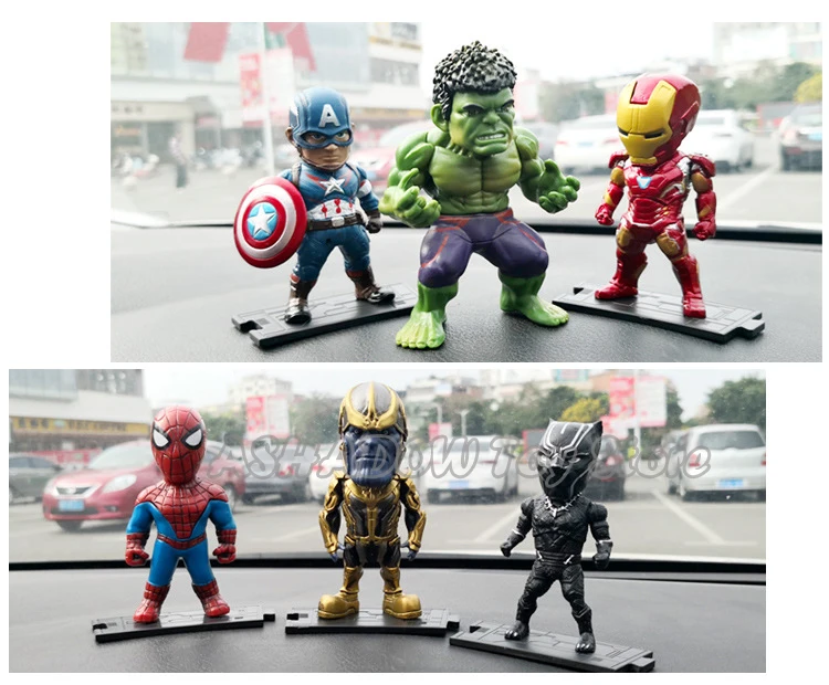8 шт./лот фигурки Marvel Мстители Капитан Америка паук Железный человек танос Халк украшение автомобиля аксессуары модель игрушки