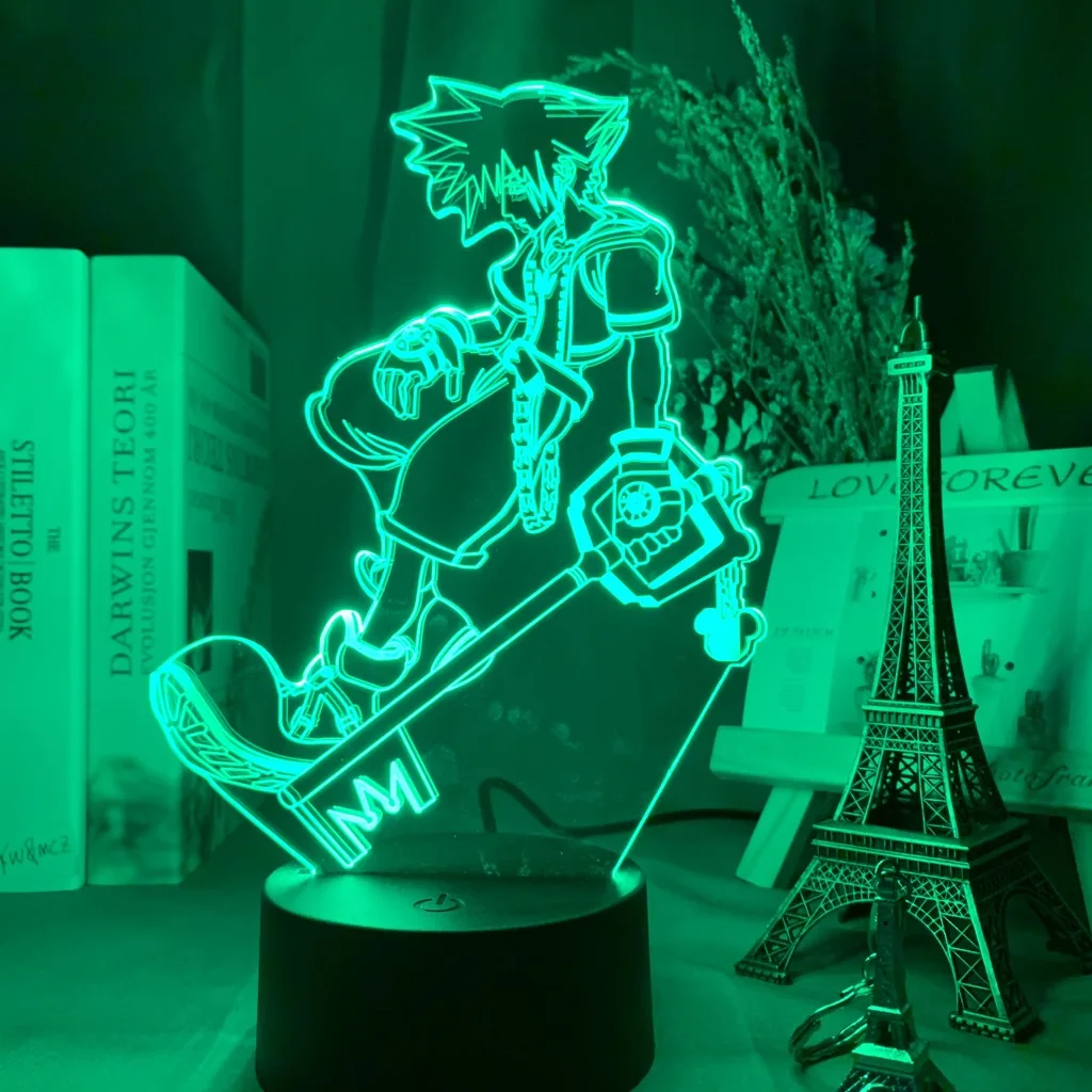 Игра Kingdom Hearts Sora Keyblade рисунок детский ночной Светильник Led Изменение цвета детская спальня декор ночной Светильник Sora лампа прикроватная