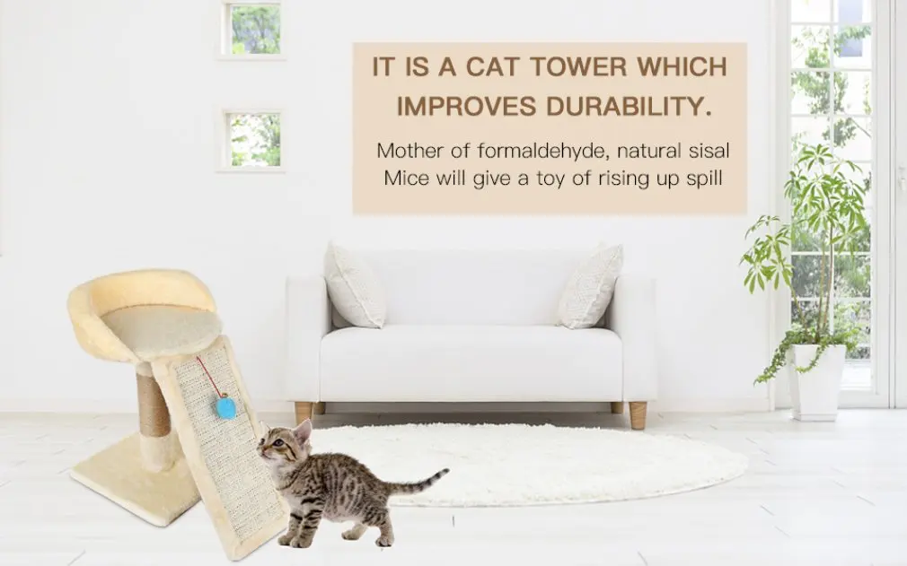 

Pet Cat Tree Climbing Frame Toy with Ball Shape Bell Cat Scratching Posts Scratch Board Jumping Training Toys