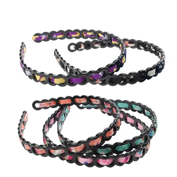 

5pcs Bohemia Style Solid Color Satin Twining Round Protection Resin Teeth Comb Hair Hoop Hairband Headband Headwear Hair Accesso