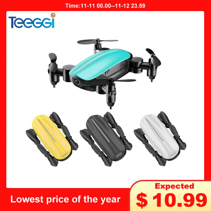 Billig Teeggi T10 Mini Drohne mit Kamera HD Faltbare WiFi FPV RC Quadcopter Headless Modus Höhe Halten VS S9 Micro Tasche selfie Eders
