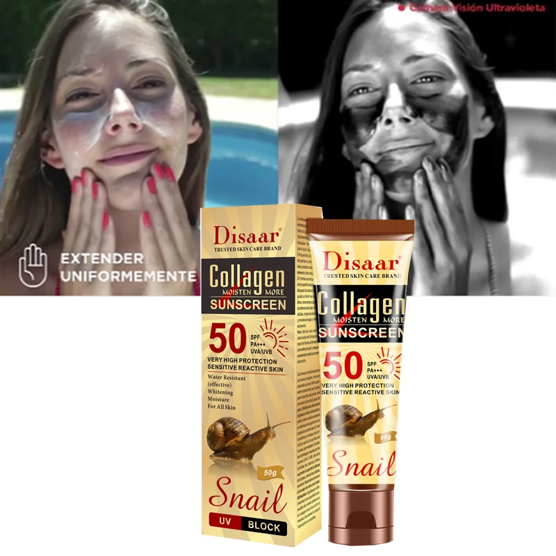 Солнцезащитный крем с коллагеном и улитками SPF 50 ++ увлажнение защита кожи блок