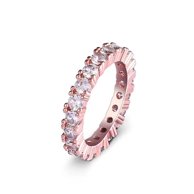 Модные свадебные кольца с кристаллами женские обручальные кольца с цирконием Гламурные ювелирные изделия горячая Распродажа аксессуары для пальцев Anel обручальное кольцо подарок - Цвет основного камня: Rose Gold