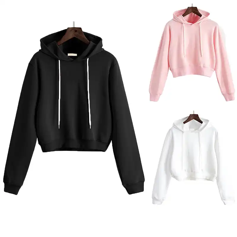 Sudaderas con capucha lisas para mujer, Top corto de Color sólido de manga  larga, suéter con capucha para mujer, moda de verano y otoño, sudaderas  para chica, ropa|Sudaderas con capucha y sudaderas| -