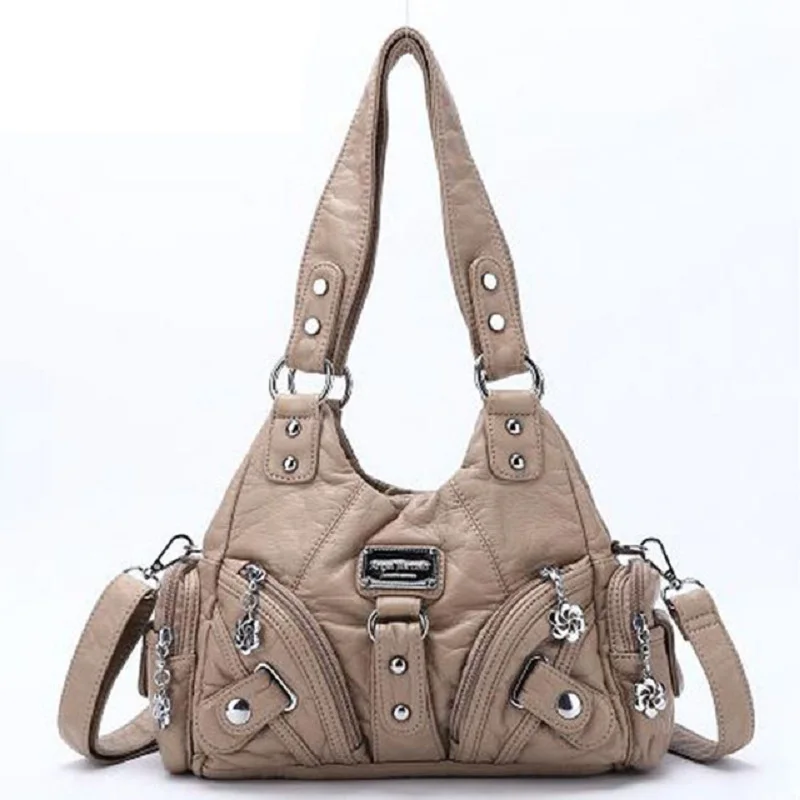 Angelkiss Women Handbags Soft Tote Bag Small Top-handle Fashion Satchel Multi-Pockets Crossbody Shoulder Bag Hobos Phone Pack 4