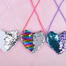 Модные сумки-мессенджеры для маленьких девочек с блестками, кошелек для монет, милый мини-кошелек в форме сердца, детская вечерняя сумка на плечо, блестящие сумочки