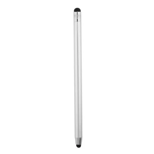 14cm Universal Pencil Double Dual Silicon Head Touch Capacitive Screen Stylus Caneta Capacitiva Pen For Ipad Tablet Smartphone siliver