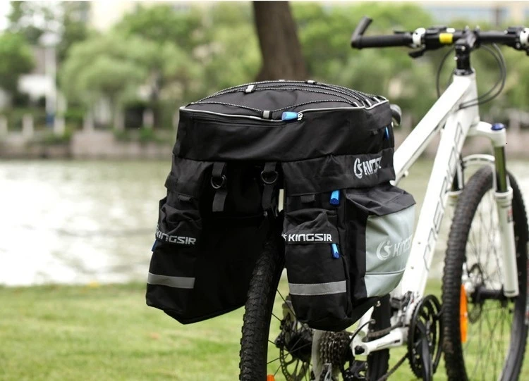 Best Bicycle Trunk Bags Cycling Double Side Rear Tail Seat Pannier Pack Bike Luggage Container Bag with Fixed Belt+A Rainproof Cover 11