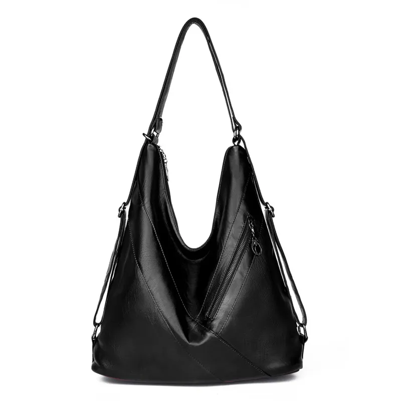 Новые женские сумки многофункциональные pu кожаные большие сумки на плечо для женщин роскошные сумки женские сумки дизайнерские сумки на плечо - Цвет: Black