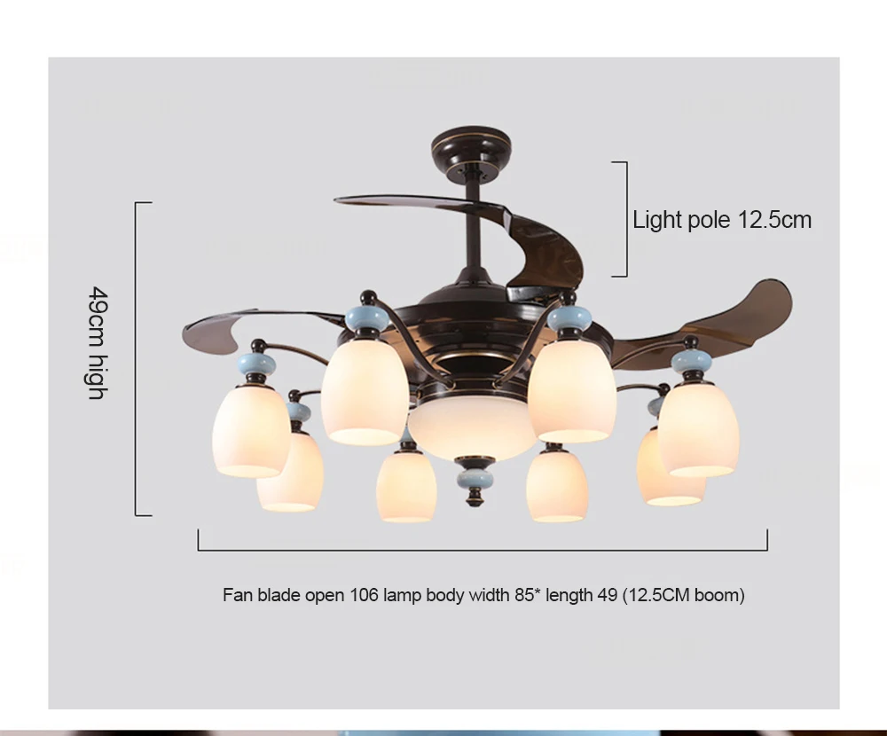 Китайский традиционный потолочный вентилятор+ лампа с пультом дистанционного управления, для гостиной, ресторана, спальни, 6, 8 головок, огни для украшения дома