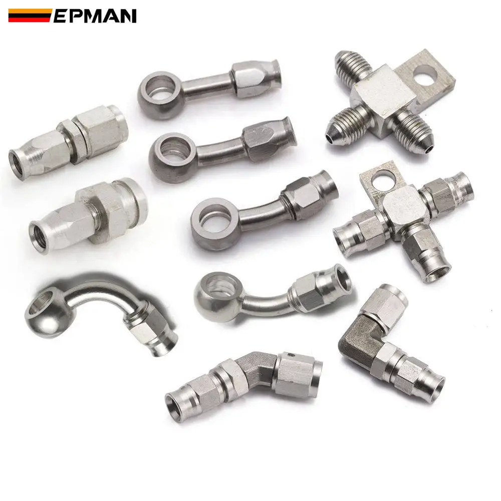 Epman 1 pc an3 de aço inoxidável para um-3 em linha reta freio giratório mangueira termina montagem do carro epscgpj-0