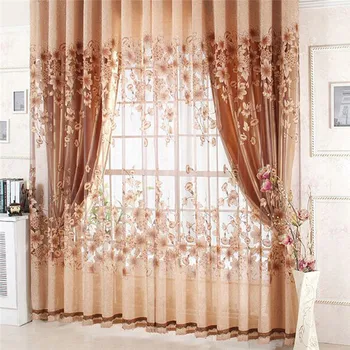 

1Pc Luxurious Curtain Floral Upscale Jacquard Yarn Curtains For Living Room Bedroom Decor Tulle Voile Door Window Curtains