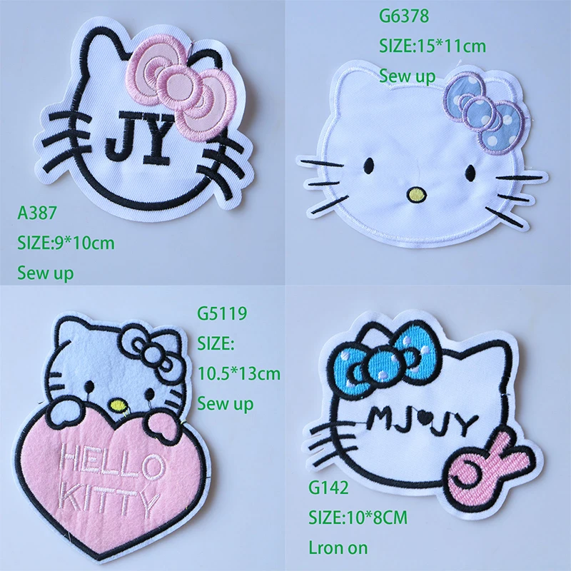 

1Pcs Kitty Cat Iron On Embroidered Applique Sewing Patch Clothes Stickers diy Garment Apparel Accessories cartoon Badges