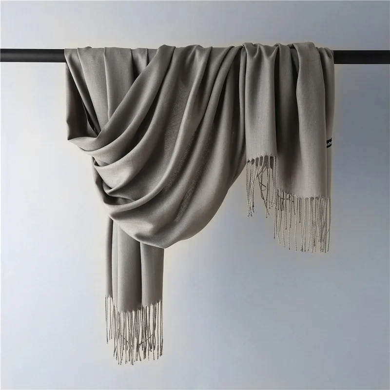 Однотонный кашемировый шарф с принтом Cachecol Foulard мужчины женщины пары хиджаб с бахромой кашемировый палантин пончо Echarpe