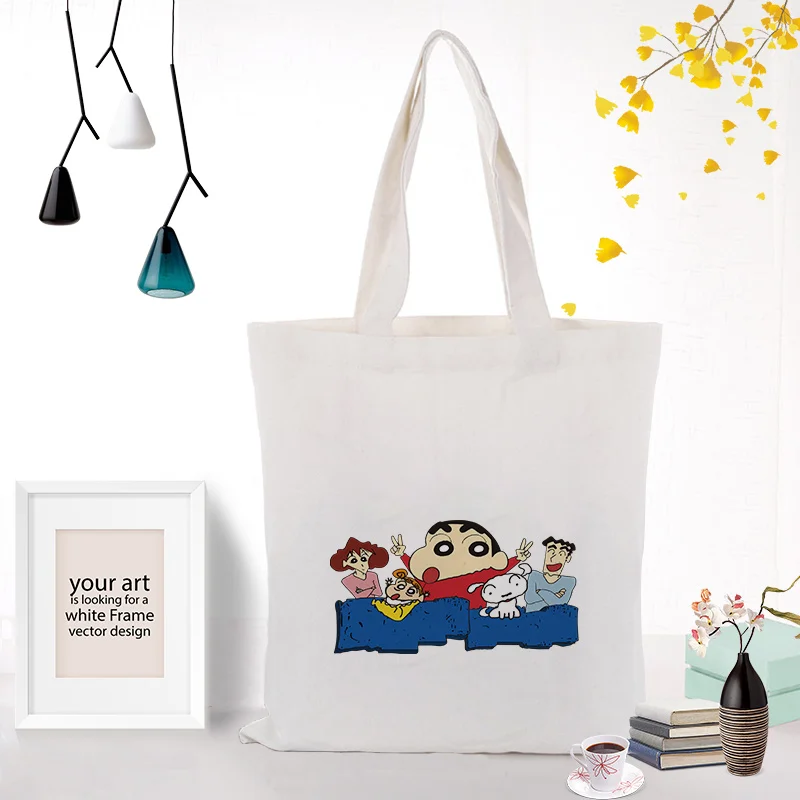 Crayon Shin-chan Холщовая Сумка для ежедневного использования с логотипом на заказ сумка для покупок эко многоразовая утилизация текста DIY