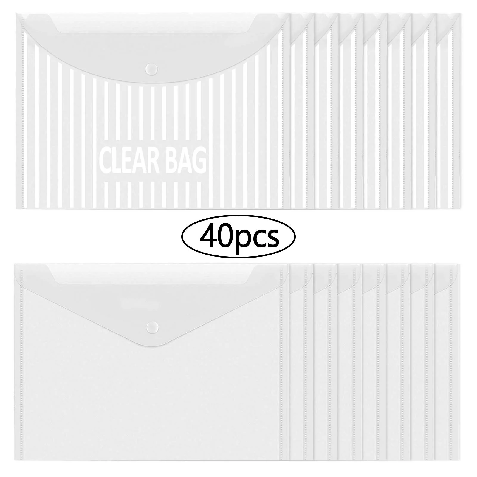 40pcs Document Paper File Folder Documents Storage Pouches Organizers with Button for Home Office School A4 Size 1.8cm Thickness |