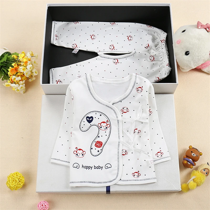 

Newborn Cotton Cartoon Pajamas Set Dots Clothing For Baby Boy Girl Cardigan+Pants 2PCs For Children Kids Autumn Winter Sleepwear