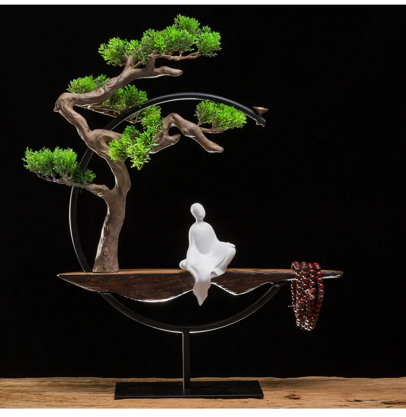 Китайский дзен предмет интерьера, украшение ароматные ремесла Творческий туман сосны-скульптура Будды, статуя гостиной украшения для дома