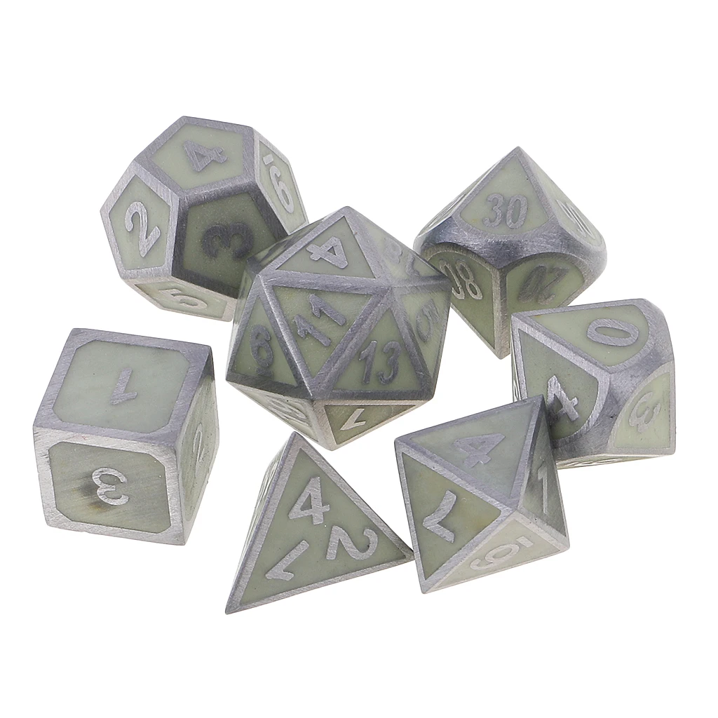 Набор из 7 многосторонних игральных кубиков D4-D20 для DND TRPG MTG игровой аксессуар DIY светится в темноте 0,62 дюймов