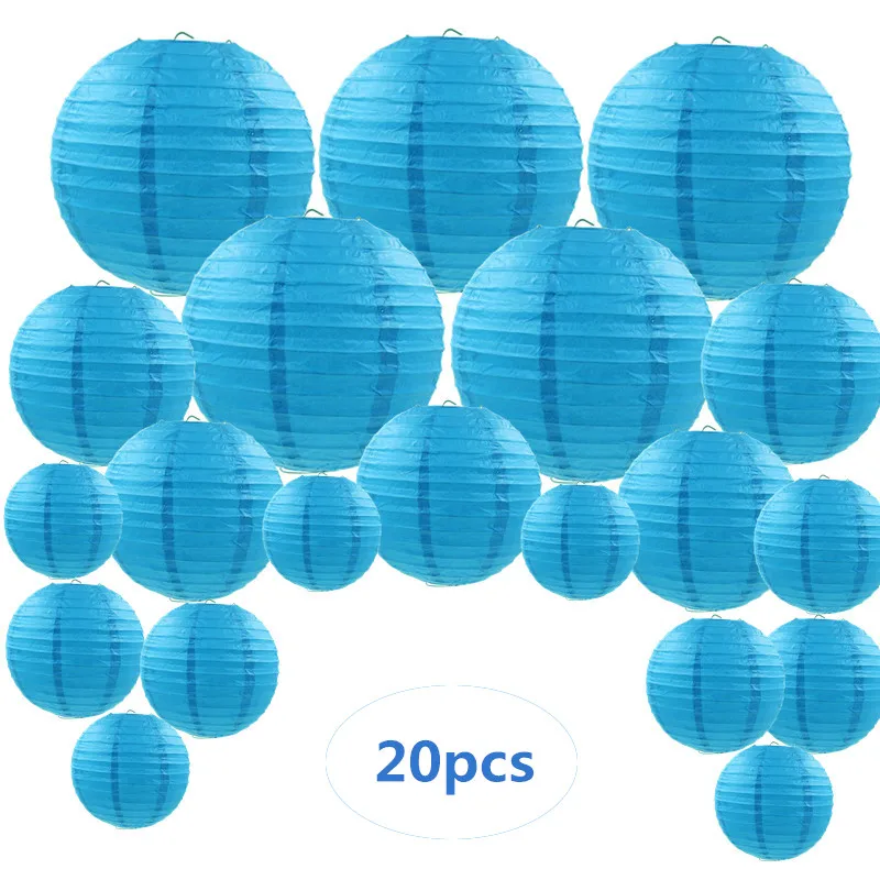 

20 pcs 6"-12" royal Blue Paper Lanterns Chinese Japanese Round lamp for Wedding Party lanterns paper Baby shower Hanging Decor