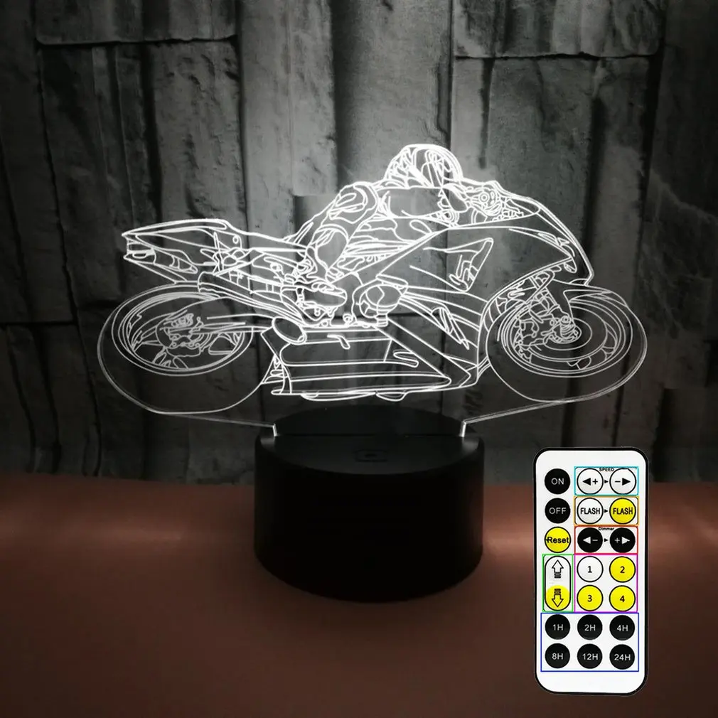 

Creative Motorcycle 3D Colorful Touch Table Lamp 3D Touch Night Light 3D Usb Colorful Change Table Lamp