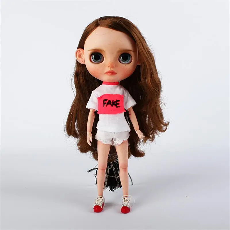 Ручная работа, 1 шт., модная футболка blyth Dolls с принтом, Изысканная футболка для кукол blyth 1/6, аксессуары, одежда
