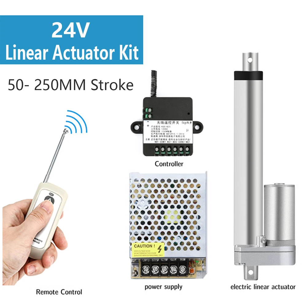 US $70.37 Linear Actuator Kit 24V Electric Linear Actuator with RF Remote Control And Power Supply Linear Actuator Controller 30W 25A