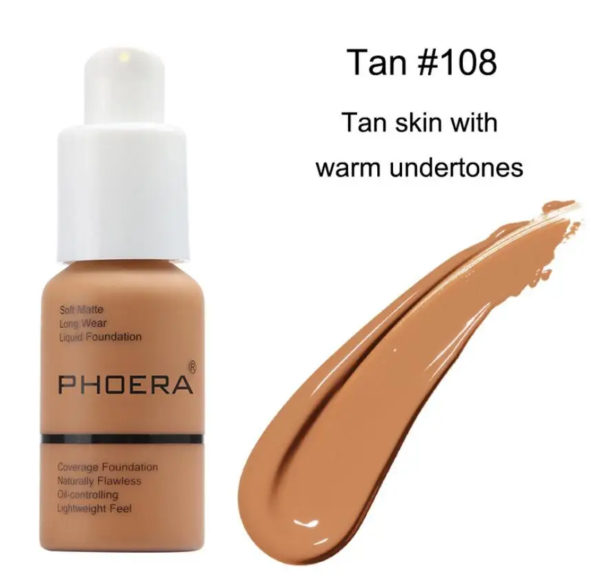 108 Tan PHOERA матовый контроль масла маскирующий тональный крем - Цвет: 108 Tan