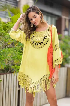 

Swimwear Women Cover Up Plus Size Tunic Beach Dress Kaftan Cape Female Bikini Outlet Coverups Pareo De Plage Ladies Bathing Suit