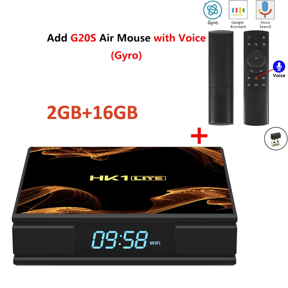 2GB 16GB add G20S Предпродажа HK1 LITE Android Tv Box RK3228A 2GB DDR3 16GB 2,4G wifi RJ45 100M телеприставка HDMI2.0 USB 2,0 4K H.265 Отт коробка HK1 LITE - Цвет: 2GB 16GB add G20S