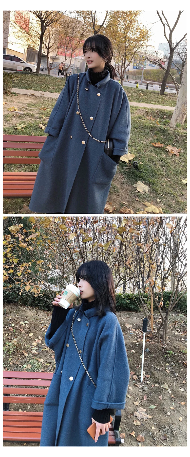 Корейская мода, мешковатое двубортное кашемировое шерстяное пальто, свободное повседневное теплое утолщенное зимнее пальто, женское осеннее Элегантное длинное пальто