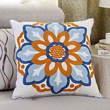 

Garden Flower embroidered cotton cushion bed head sofa chair car pillow Shell