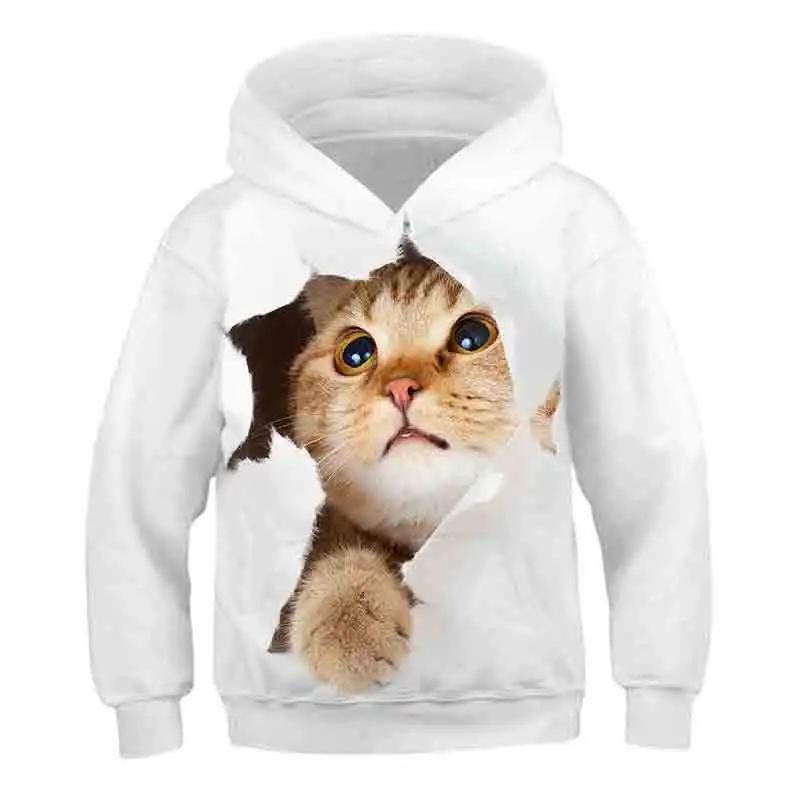 hoodie kid Girls Clothes Spring Summer Casual Boys Clothing Funny Cute Cat 3D Print Long Sleeve Sweatshirt Kids Children Fashion Tops baby hooded shirt