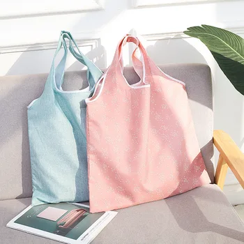 

Hot Sale Reusable Shopping Bag Foldable Grocery Bag Large-capacity Storage Bags Machine Washable Snap-on Tote Bag